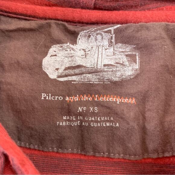 Anthropologie Pilcro and the Letterpress Striped Shawl Neck Red/Brown Top - Picture 2 of 5